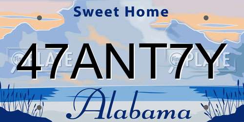 47ANT7Y Alabama License Plate