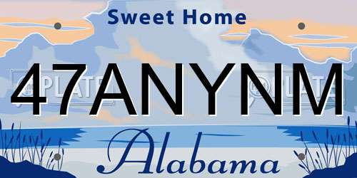 47ANYNM Alabama License Plate