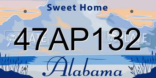 47AP132 Alabama License Plate