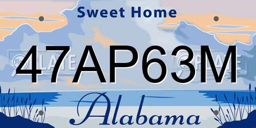 47AP63M Alabama License Plate