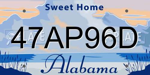 47AP96D Alabama License Plate