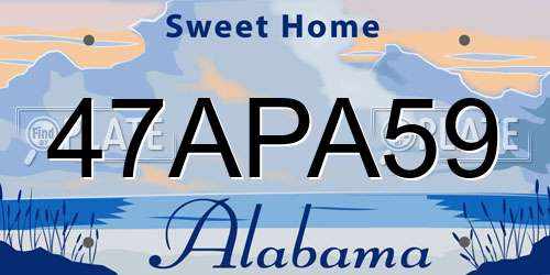 47APA59 Alabama License Plate