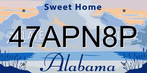 47APN8P Alabama License Plate
