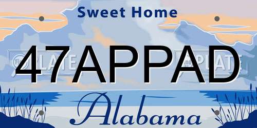 47APPAD Alabama License Plate