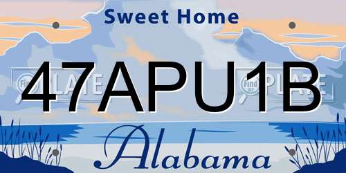 47APU1B Alabama License Plate