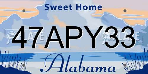 47APY33 Alabama License Plate
