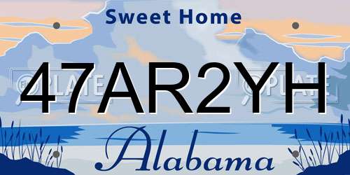 47AR2YH Alabama License Plate