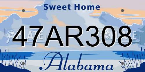 47AR308 Alabama License Plate