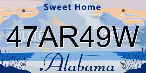 47AR49W Alabama License Plate