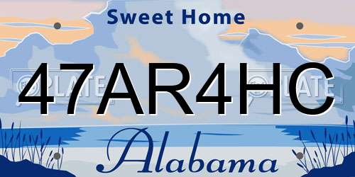 47AR4HC Alabama License Plate