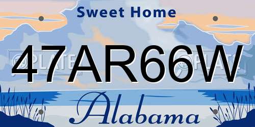 47AR66W Alabama License Plate
