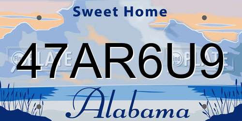 47AR6U9 Alabama License Plate
