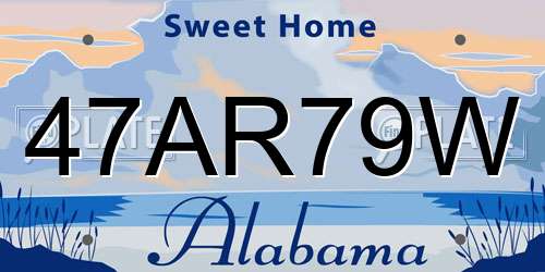 47AR79W Alabama License Plate