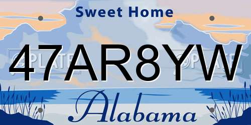 47AR8YW Alabama License Plate