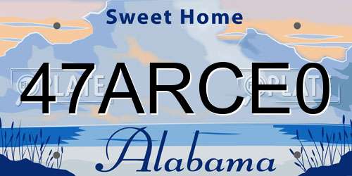 47ARCE0 Alabama License Plate