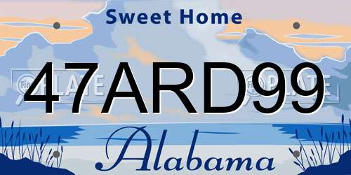 47ARD99 Alabama License Plate