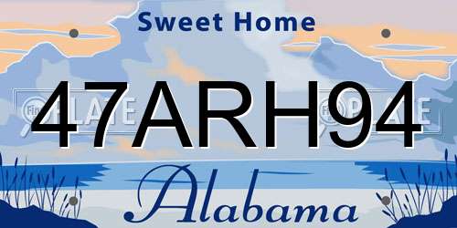 47ARH94 Alabama License Plate