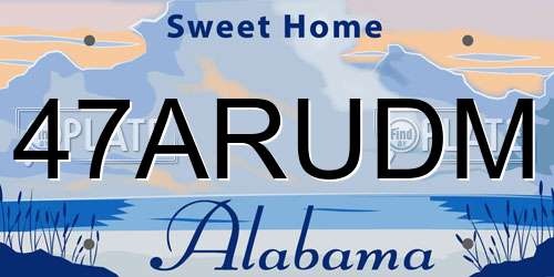 47ARUDM Alabama License Plate