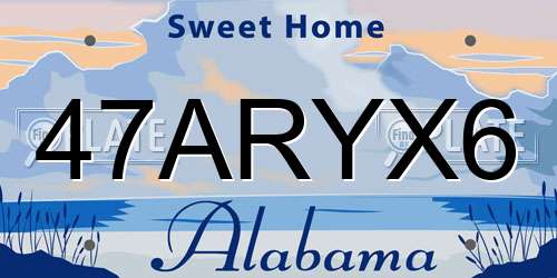 47ARYX6 Alabama License Plate