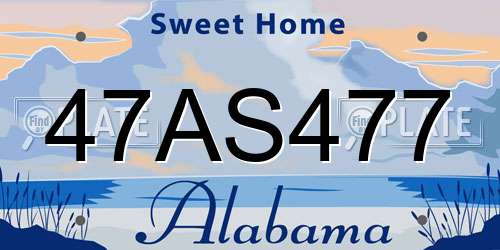 47AS477 Alabama License Plate