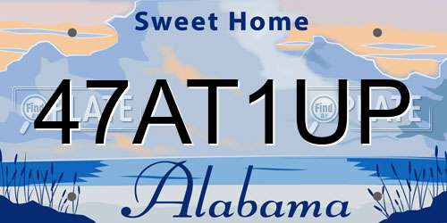 47AT1UP Alabama License Plate