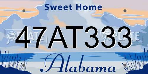 47AT333 Alabama License Plate