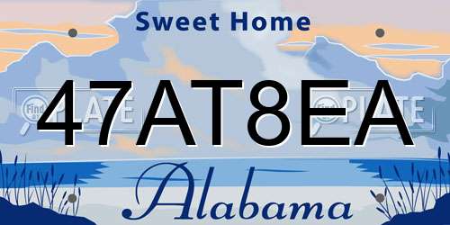 47AT8EA Alabama License Plate