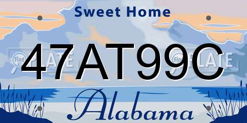 47AT99C Alabama License Plate