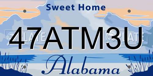 47ATM3U Alabama License Plate