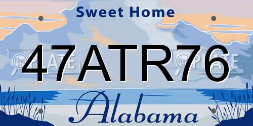 47ATR76 Alabama License Plate
