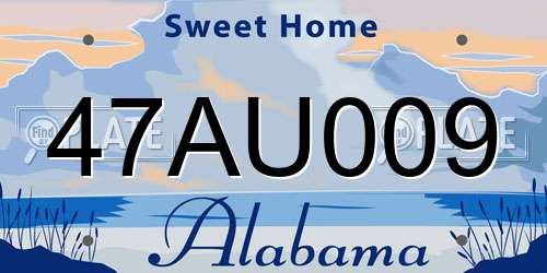 47AU009 Alabama License Plate