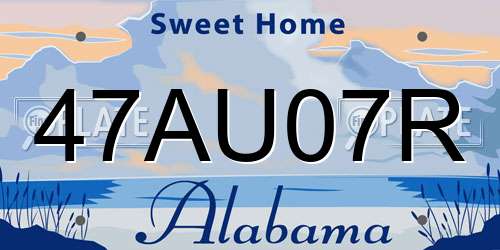 47AU07R Alabama License Plate