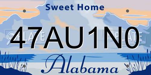 47AU1N0 Alabama License Plate
