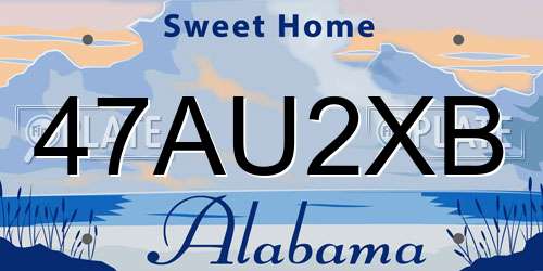 47AU2XB Alabama License Plate