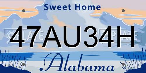 47AU34H Alabama License Plate