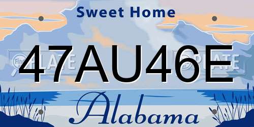 47AU46E Alabama License Plate