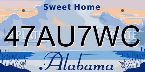 47AU7WC Alabama License Plate