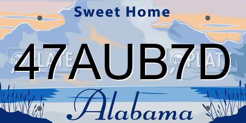 47AUB7D Alabama License Plate