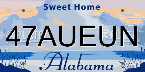 47AUEUN Alabama License Plate
