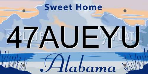47AUEYU Alabama License Plate