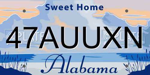 47AUUXN Alabama License Plate