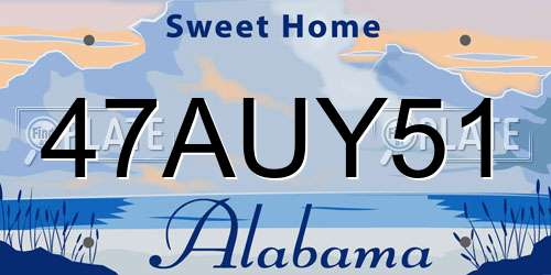 47AUY51 Alabama License Plate