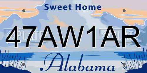 47AW1AR Alabama License Plate