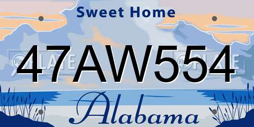 47AW554 Alabama License Plate