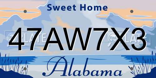 47AW7X3 Alabama License Plate