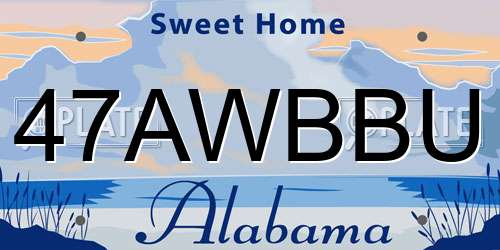 47AWBBU Alabama License Plate