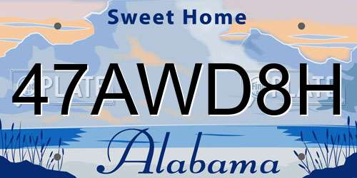47AWD8H Alabama License Plate