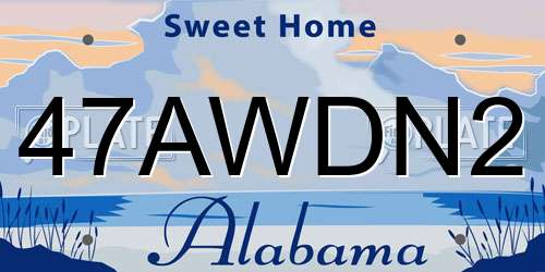 47AWDN2 Alabama License Plate
