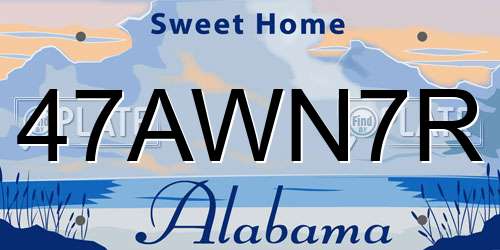 47AWN7R Alabama License Plate