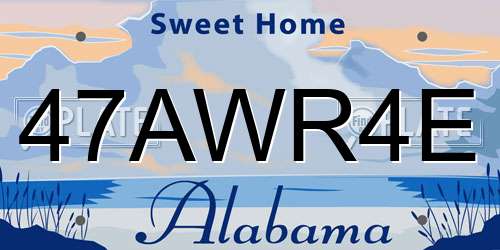 47AWR4E Alabama License Plate